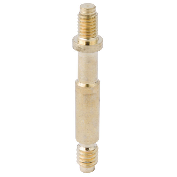 A T&S brass valve stem with a brass threaded pipe and a nut on the end.
