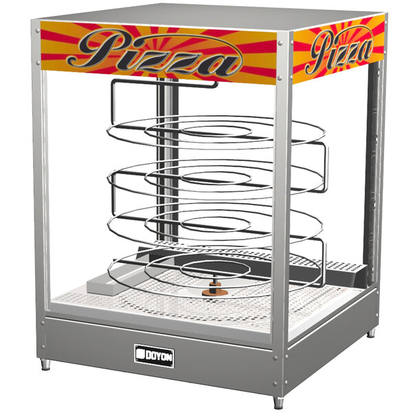 A Doyon countertop hot food merchandiser with a rotating circle rack.
