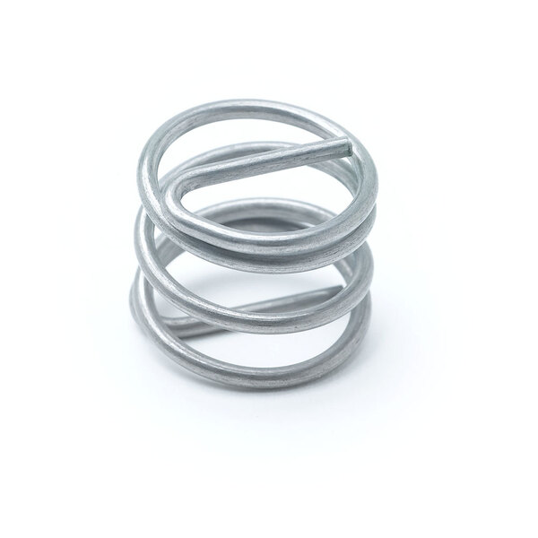 A metal spring with a spiral design.