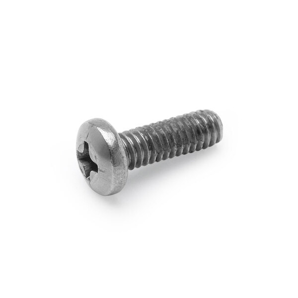 A close-up of a T&S faucet handle screw.