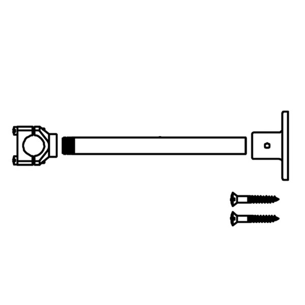 A black and white drawing of a T&S wall bracket set screw with screws.