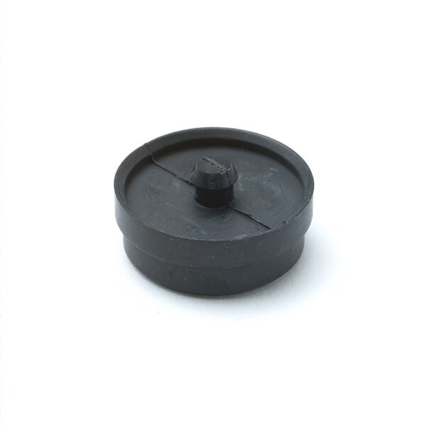 A black rubber seat washer with a screw.