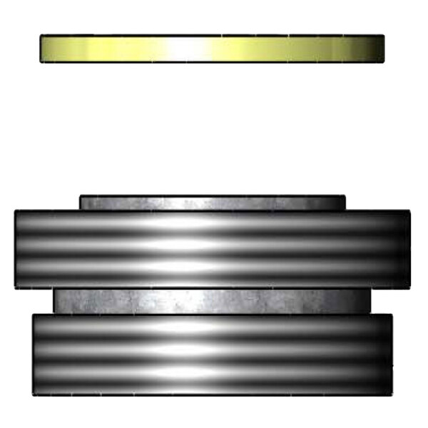 A metal ring with a yellow stripe on it with a white background.