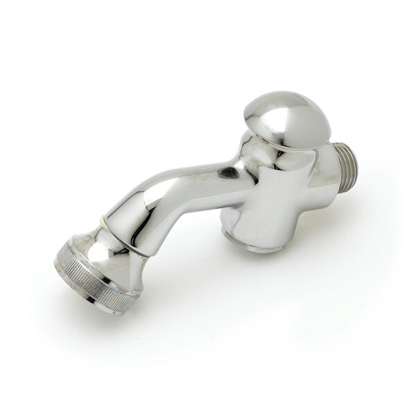 A chrome plated T&S faucet nozzle.