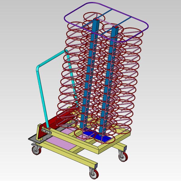 An Alto-Shaam roll-in plate cart for 20-20es and 20-20esG CombiMate models with wire racks.