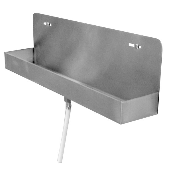 A stainless steel Advance Tabco mop drainage tray.