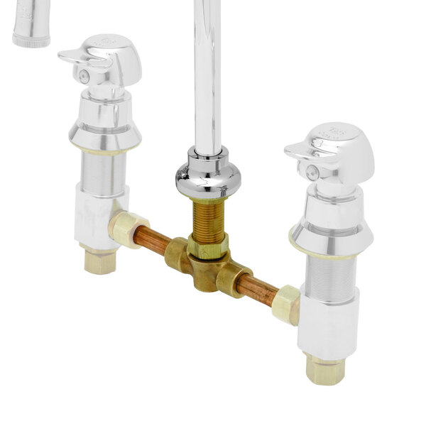 A T&S chrome swivel cross assembly for a faucet.