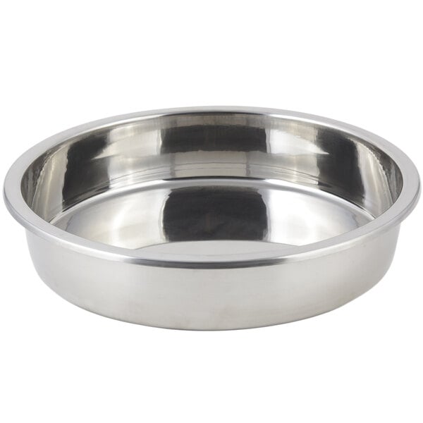 A silver Bon Chef stainless steel food pan with a lid.