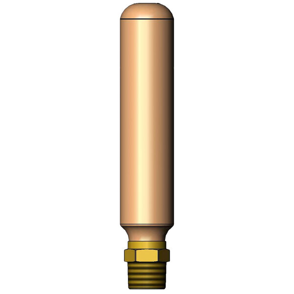 A gold cylinder with brass T-shaped ends.