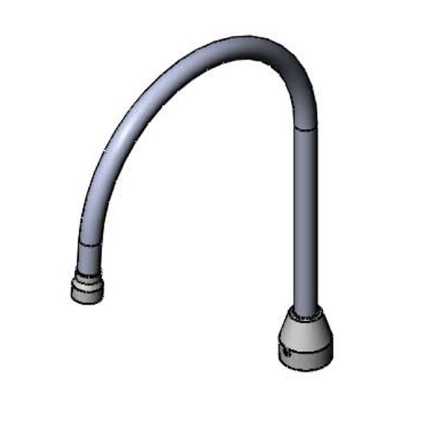 A drawing of a curved metal nozzle assembly for a T&S lavatory faucet.