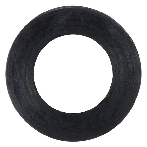 A black rubber washer with a white circle.