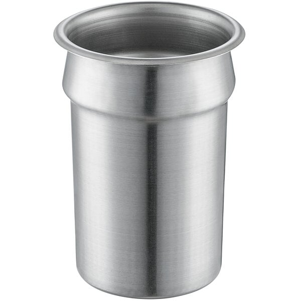 A silver container with a lid.