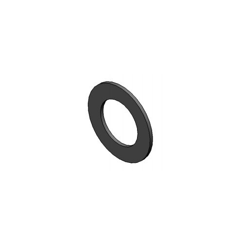 A black rubber washer with a white background.