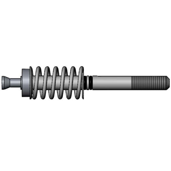 A metal screw and rod with a coil.