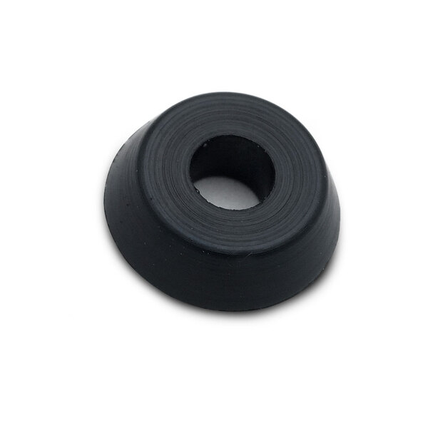 A black rubber ring with a hole in it.