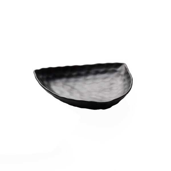 A black triangular platter with a white background.