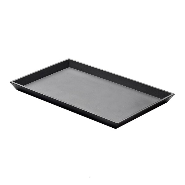 A black rectangular Elite Global Solutions melamine tray.