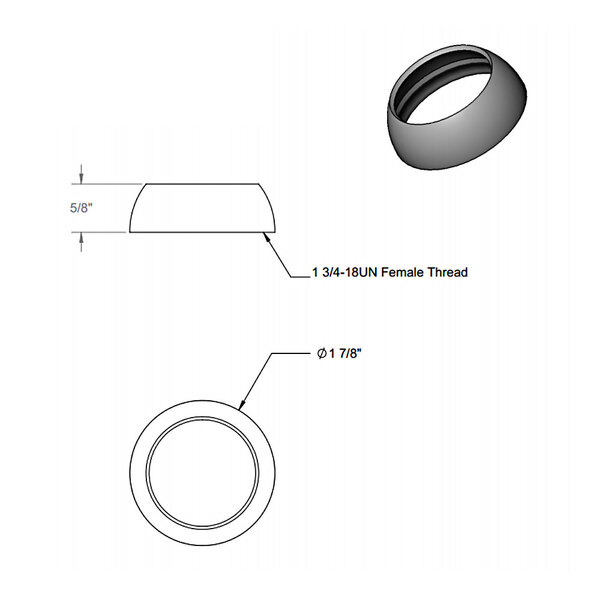 A drawing of a grey circular ring with a black band around the edge.