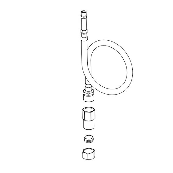 A drawing of a T&S flex connector hose with nuts.