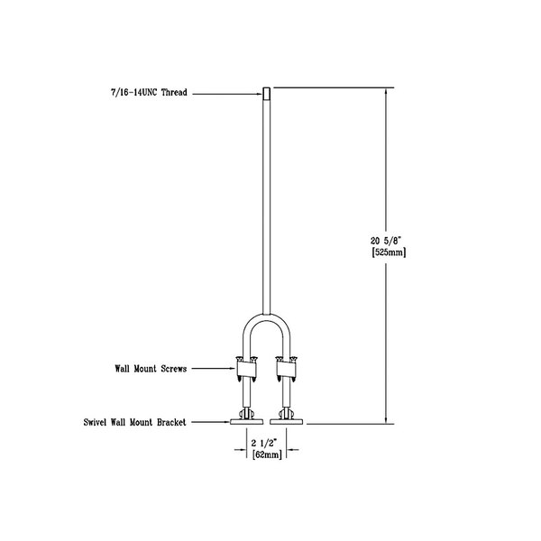 A diagram of a T&S extended lower support rod assembly for a service sink.