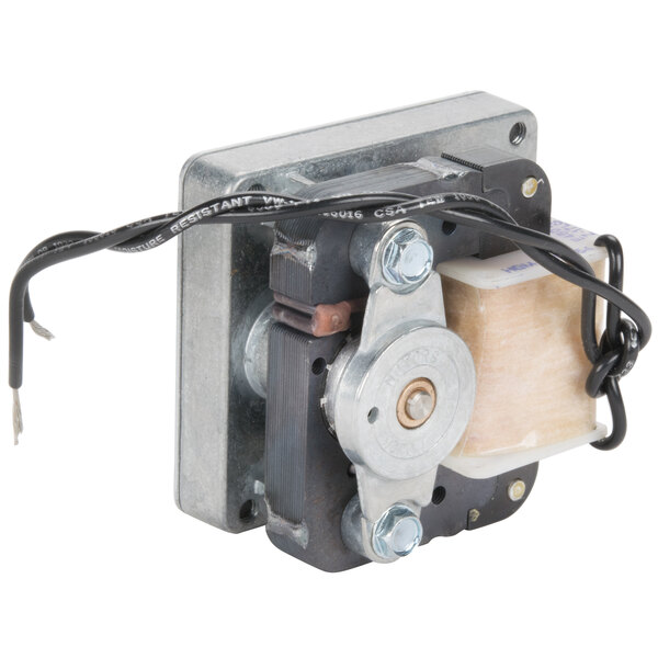 An Optimal Automatics Mini Autodoner motor with black and white wires.