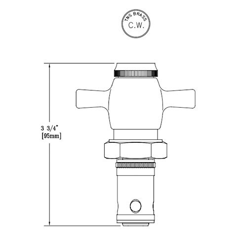 A drawing of a T&S Fast Self Close Cold Cartridge Assembly.