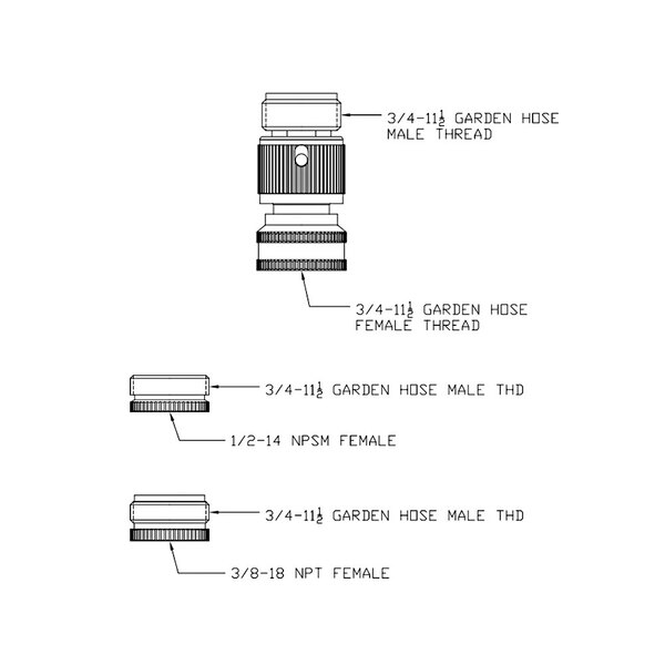 A diagram of a T&S quick disconnect adapter with the different parts.