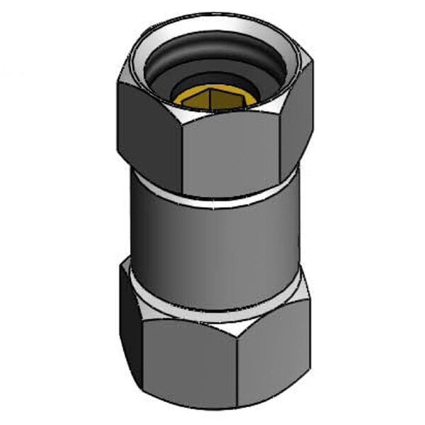 A black and white drawing of a T&S swivel coupling piece.