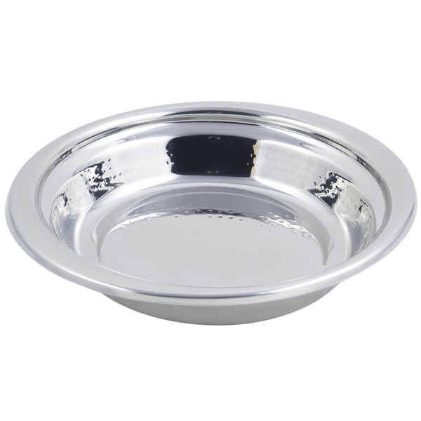 A silver Bon Chef casserole with a hammered finish on a white background.