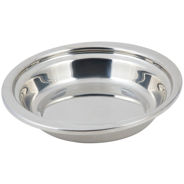A stainless steel Bon Chef casserole food pan with a lid.