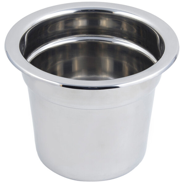 A Bon Chef stainless steel plain design inset with a round rim.