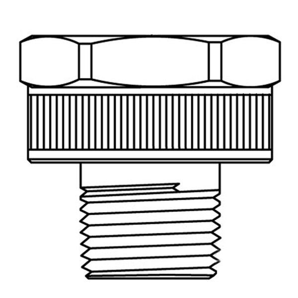 A black and white drawing of a T&S adapter with 3/8" NPT and 3/4" GH connections.