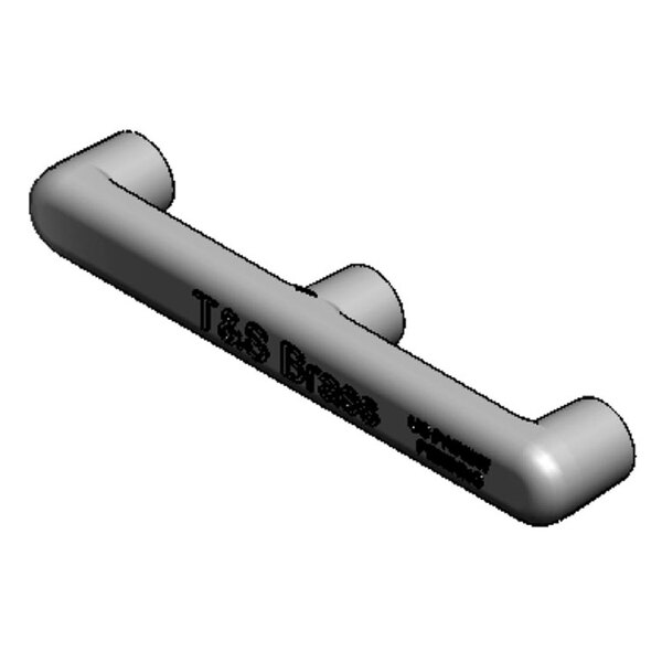 A chrome metal T&S waste valve handle with black text reading "T&S" on it.