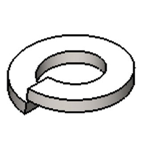 A stainless steel circular lock washer with a black border and a grey letter S.