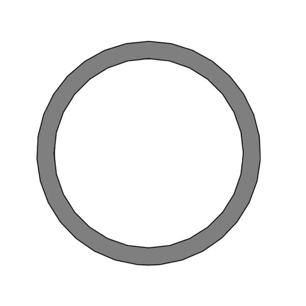 A grey circle with a white background.