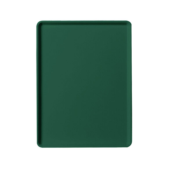 A green rectangular tray with a white border.