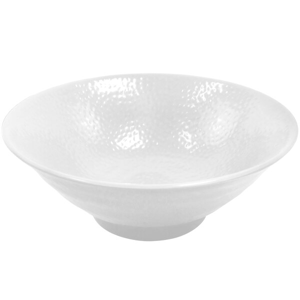 A white Elite Global Solutions Pebble Creek bowl with a textured surface and a small rim.