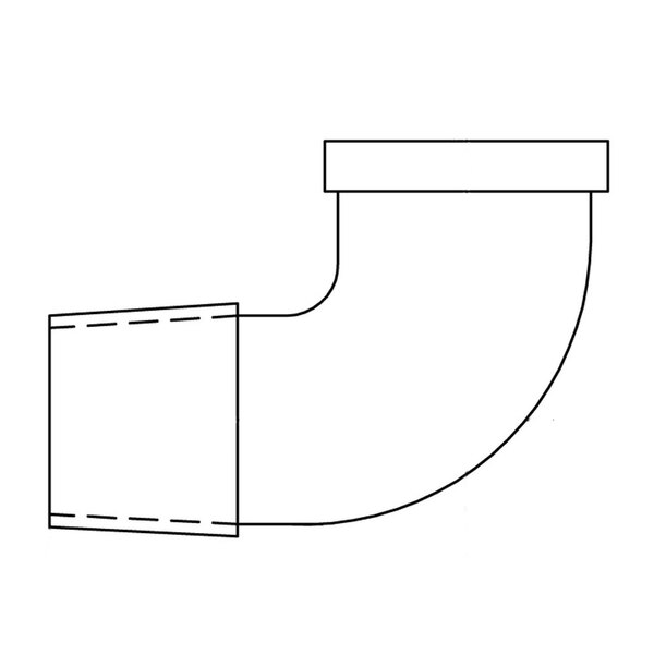A black and white drawing of a T&S street elbow with 1/2" NPT connections.