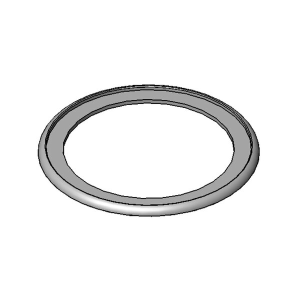 A white plastic circular gasket with a ring