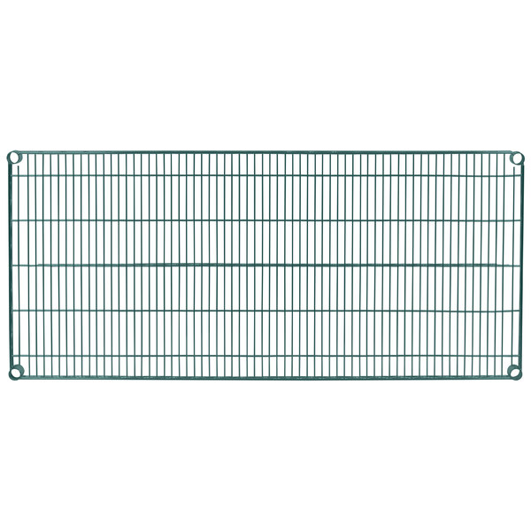 A green Metroseal wire shelf on a white background.