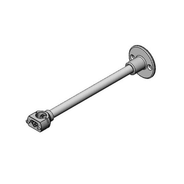 A grey metal rod with bolts on it.