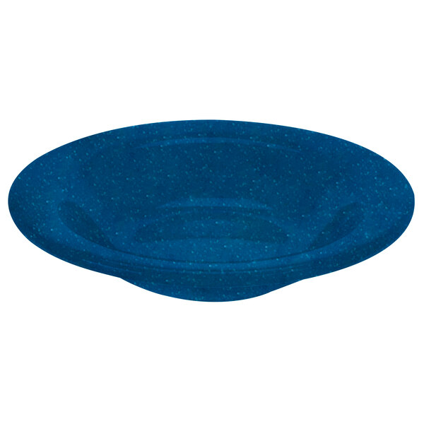 A Texas Blue melamine bowl with a rim.