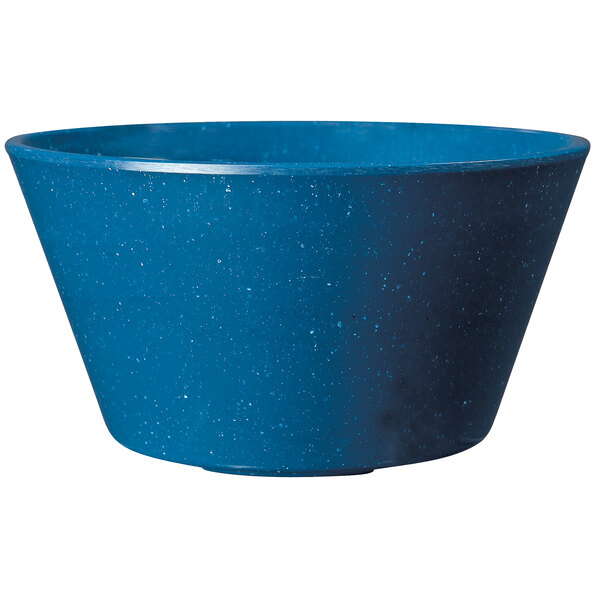 A Texas Blue melamine bowl with specks.