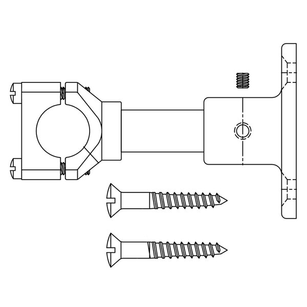 A drawing of a T&S wall bracket assembly for a pre-rinse faucet.