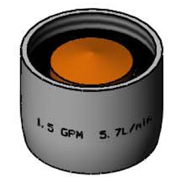 A black and orange cylinder with black text reading "1.5 GPM" on a white background.