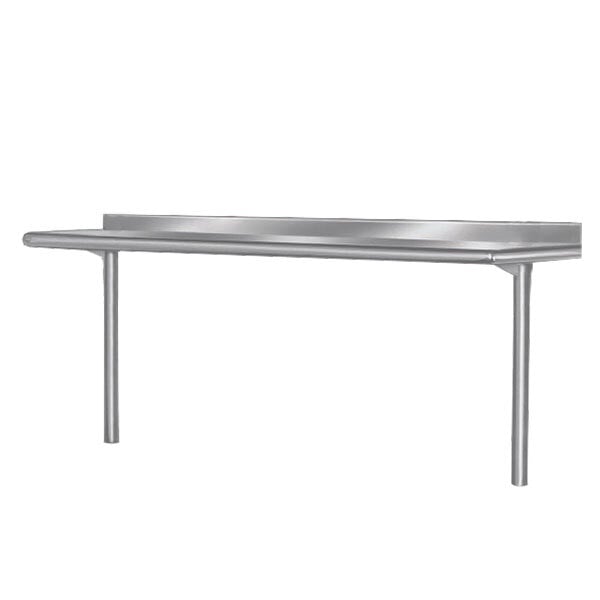 A stainless steel table mounted shelf from Advance Tabco with a shelf on top.