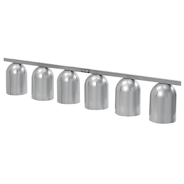 A row of Nemco 6-bulb silver suspension bars.