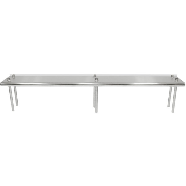 A stainless steel Advance Tabco table mounted shelving unit with two shelves on it.
