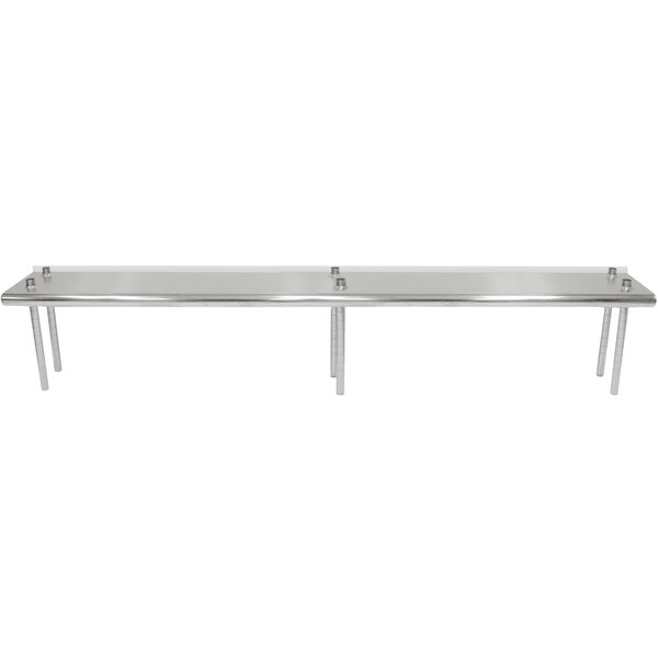 A stainless steel Advance Tabco table mounted shelving unit with two shelves on it.