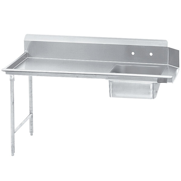 An Advance Tabco stainless steel dishtable with a left table.